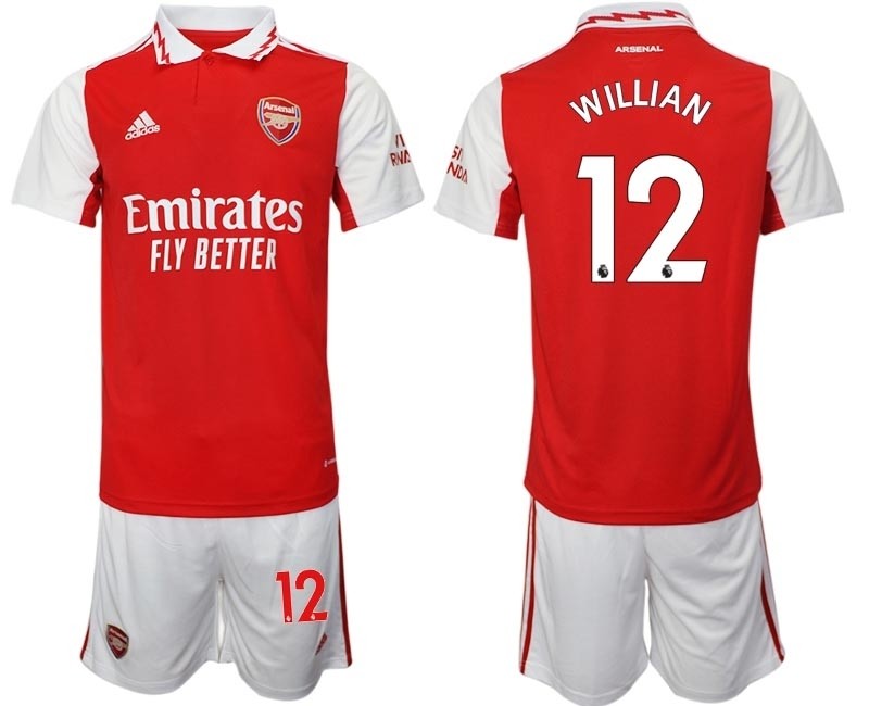 2022-23 Arsenal #12 Willian Red Home Soccer Jersey