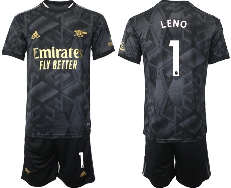 2022-23 Arsenal #1 Bernd Leno Black Away Soccer Jersey