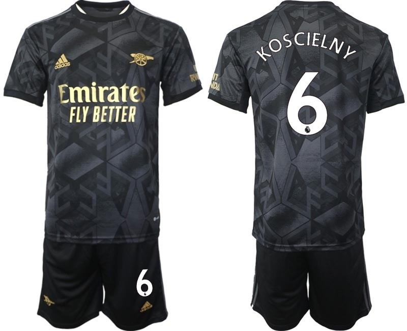 2022-23 Arsenal #6 Laurent Koscielny Black Away Soccer Jersey