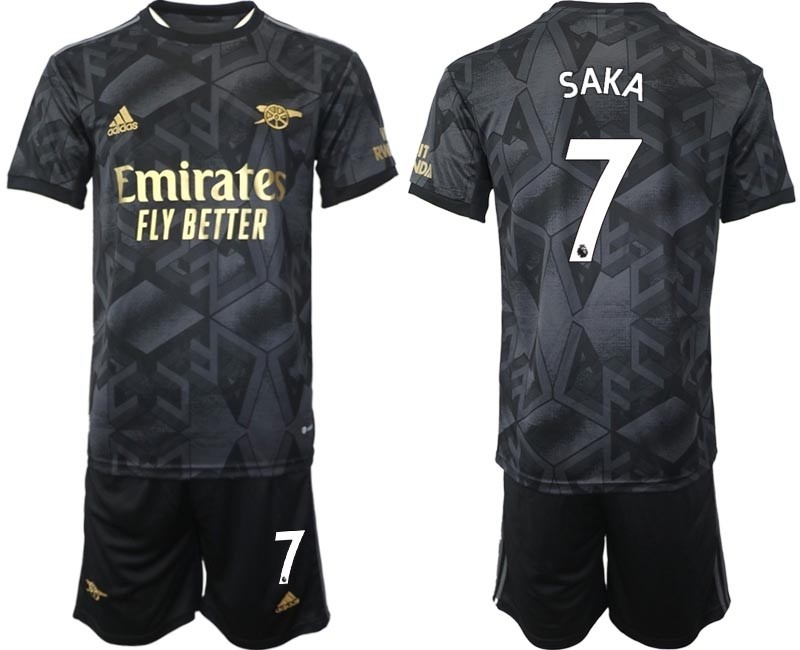 2022-23 Arsenal #7 Bukayo Saka Black Away Soccer Jersey