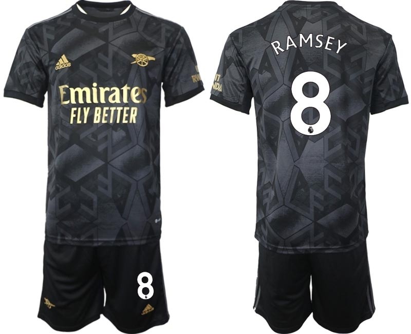 2022-23 Arsenal #8 Aaron Ramsey Black Away Soccer Jersey