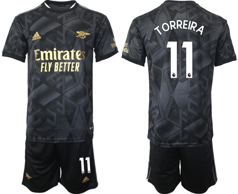 2022-23 Arsenal #11 Lucas Torreira Black Away Soccer Jersey