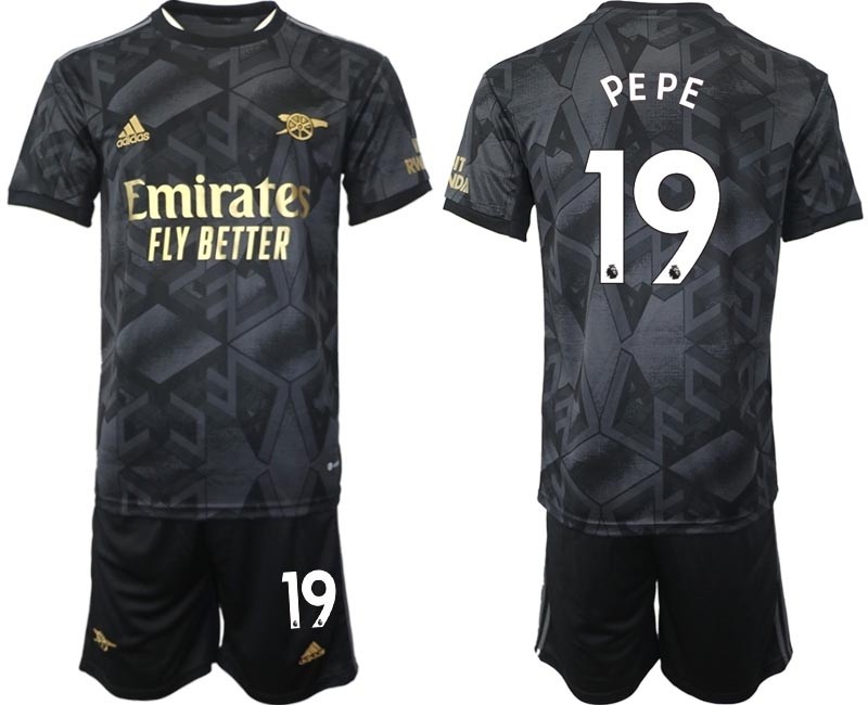 2022-23 Arsenal #19 Nicolas Pepe Black Away Soccer Jersey