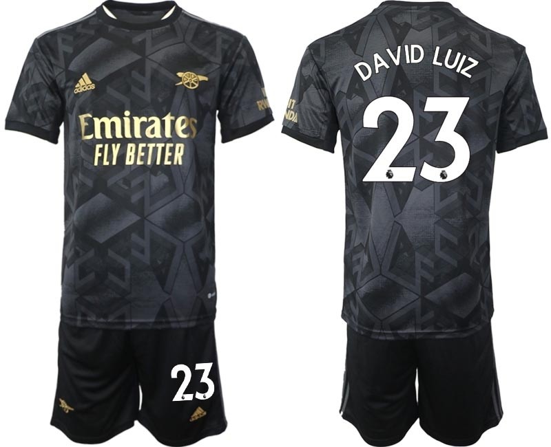 2022-23 Arsenal #23 David Luiz Black Away Soccer Jersey