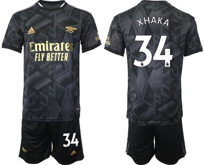 2022-23 Arsenal #34 Granit Xhaka Black Away Soccer Jersey