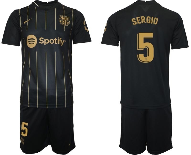 2022-23 Barcelona #5 Sergio Black Away jersey