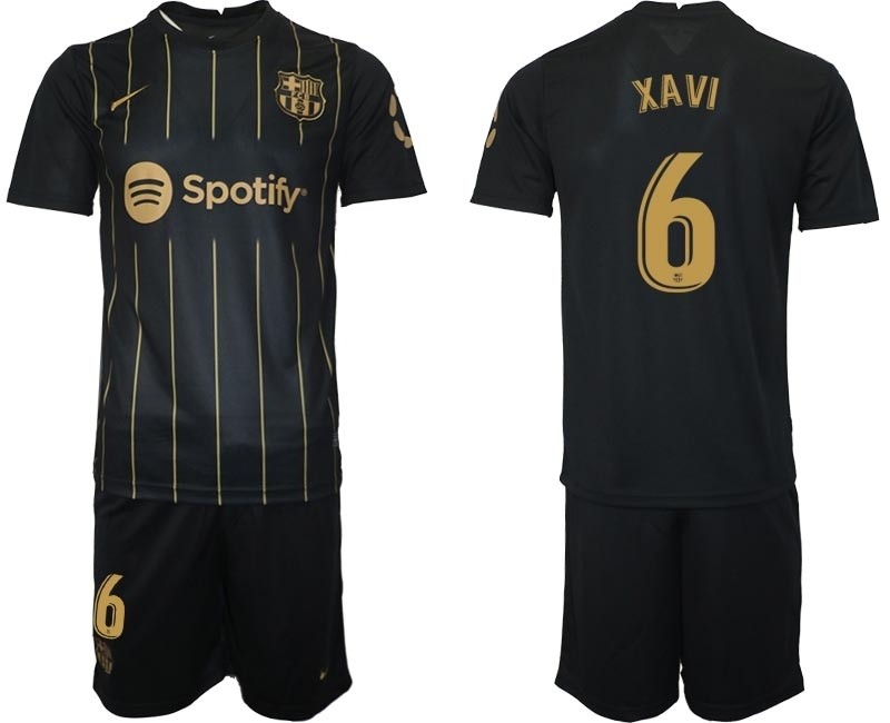 2022-23 Barcelona #6 Xavi Black Away jersey