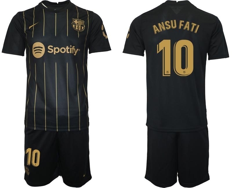 2022-23 Barcelona #10 Ansu Fati Black Away jersey