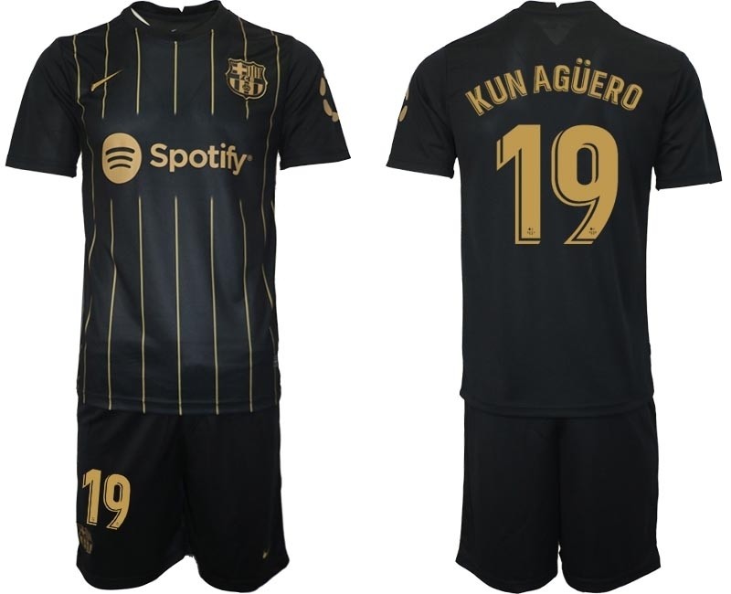 2022-23 Barcelona #19 Kun Aguero Black Away jersey