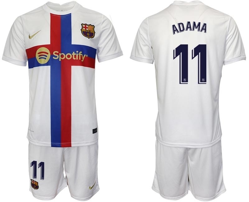 2022-23 Barcelona #11 Adama Traore White Away jersey