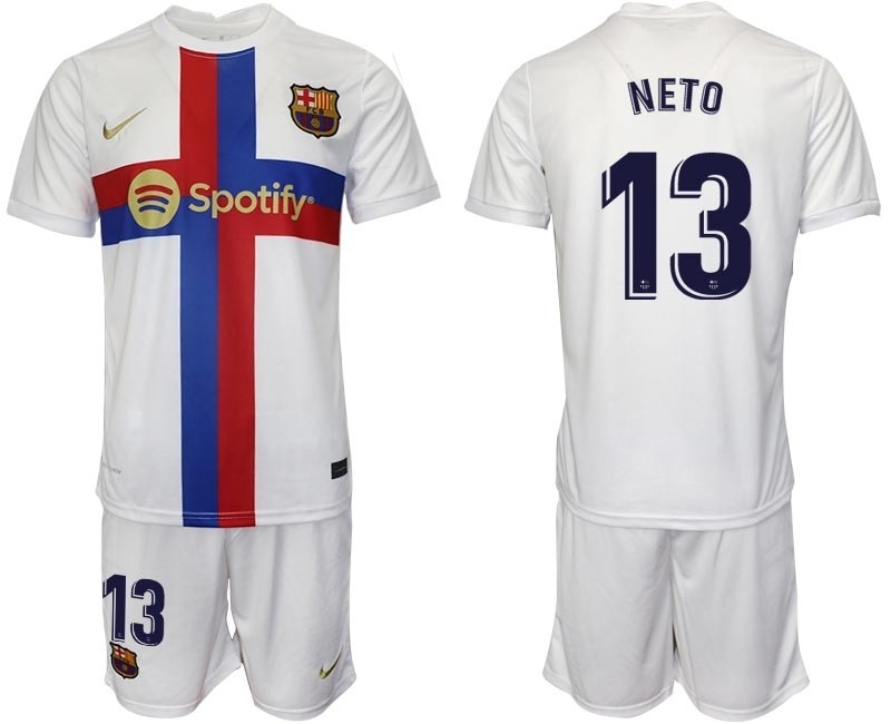 2022-23 Barcelona #13 Norberto Neto White Away jersey