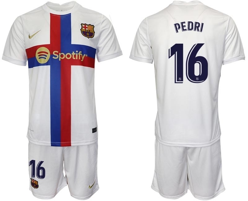 2022-23 Barcelona #16 Pedri White Away jersey