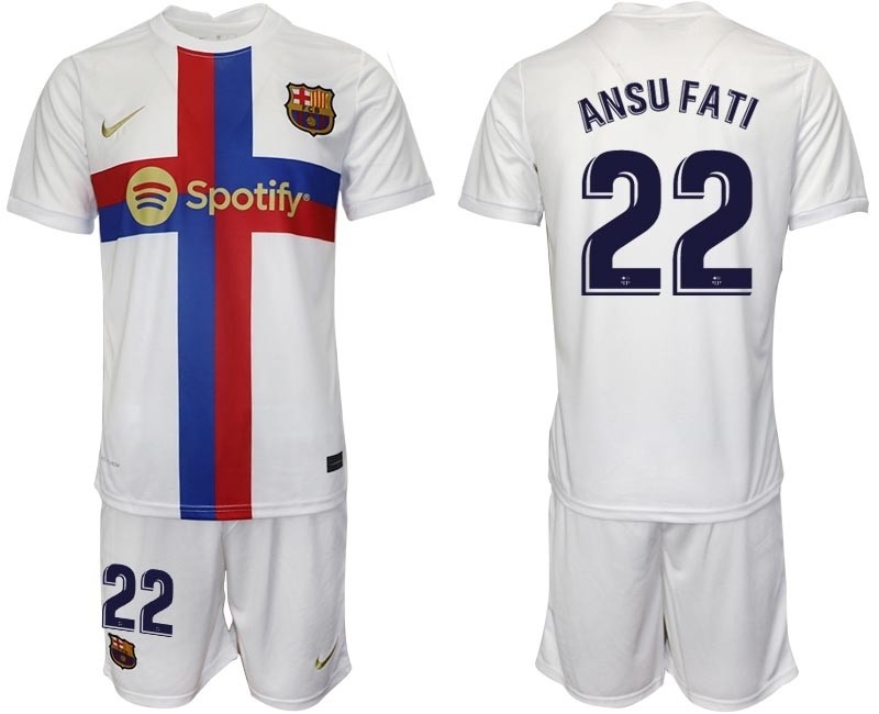 2022-23 Barcelona #22 Ansu Fati White Away jersey