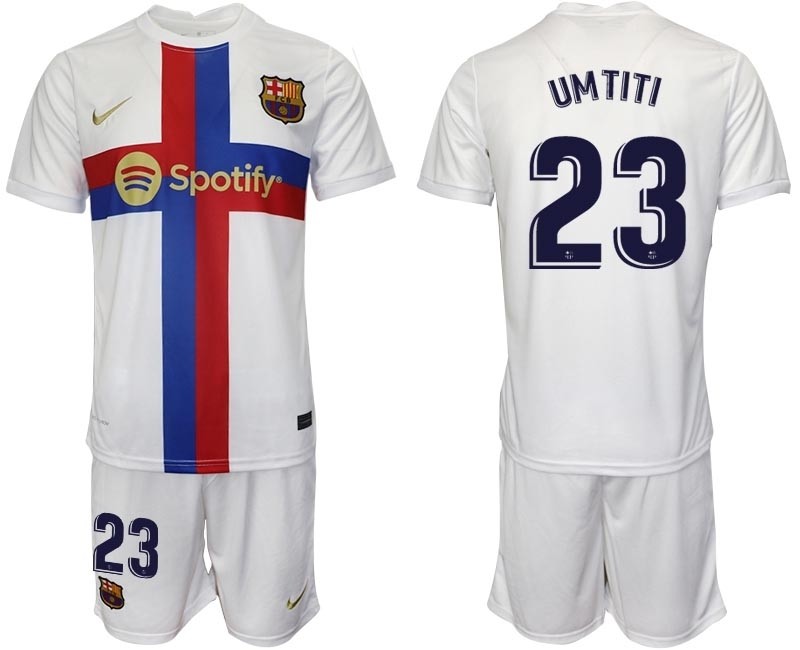 2022-23 Barcelona #23 Samuel Umtiti White Away jersey