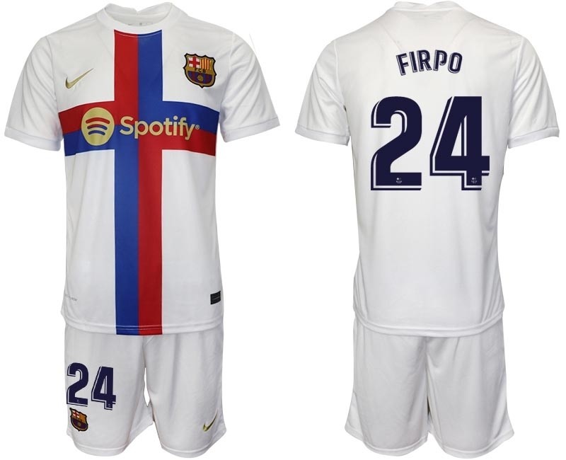 2022-23 Barcelona #24 Junior Firpo White Away jersey