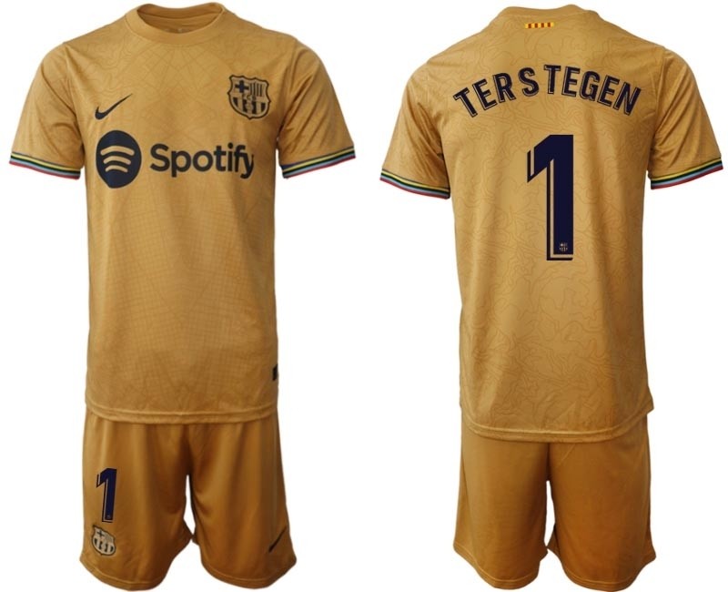 2022-23 Barcelona #1 Ter Stegen Yellow Away Soccer jersey