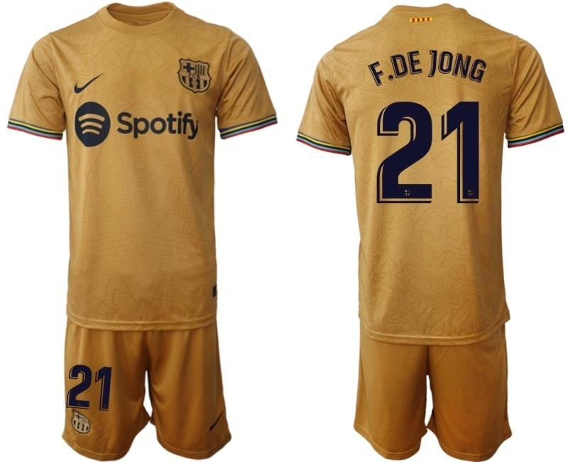 2022-23 Barcelona #21 F. DE JONG Yellow Away Soccer jersey