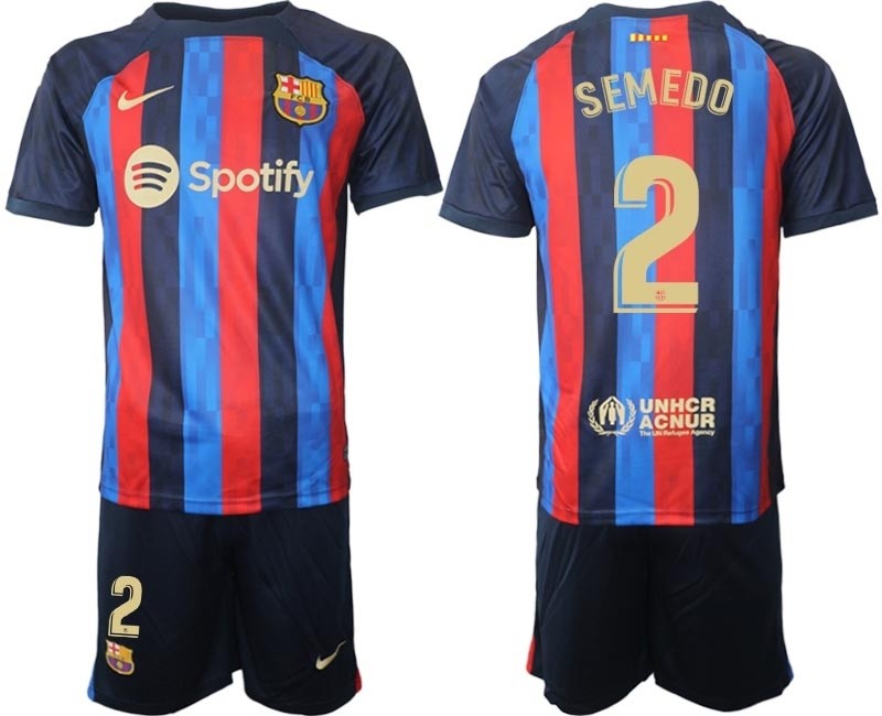 2022-23 Barcelona #2 Nelson Semedo Blue and Red Home jersey