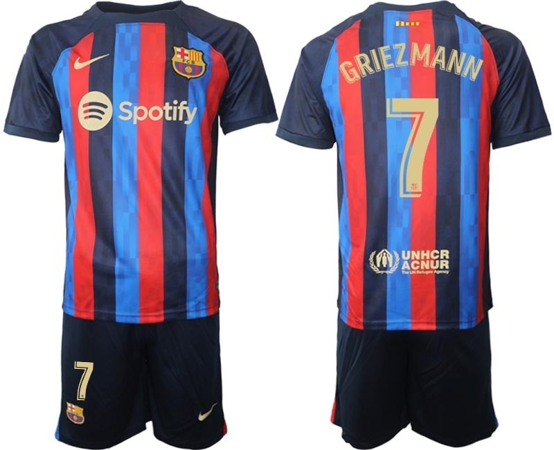 2022-23 Barcelona #7 Antoine Griezmann Blue and Red Home jersey