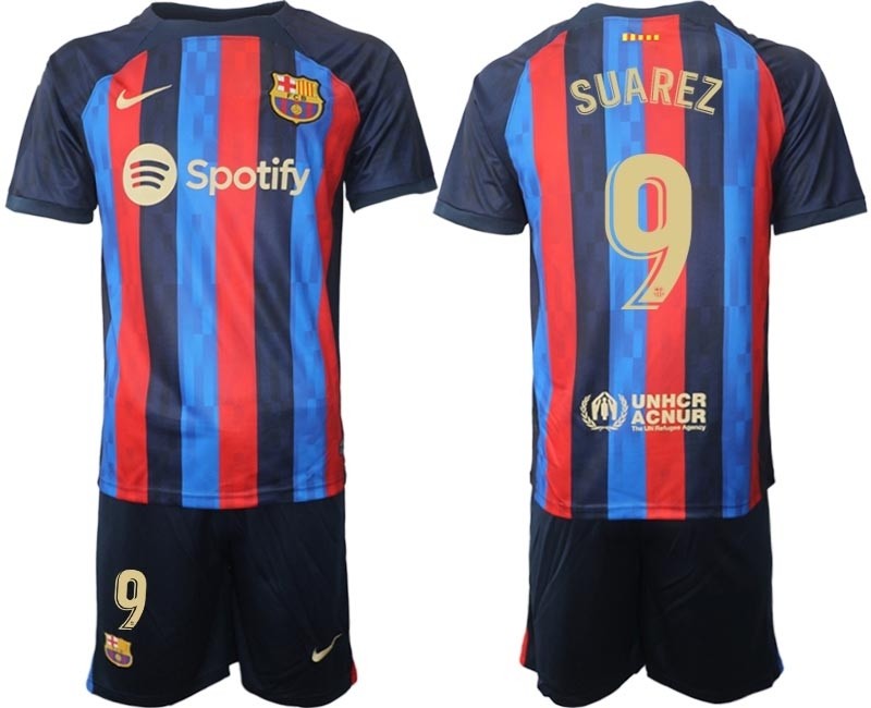 2022-23 Barcelona #9 Luis Suarez Blue and Red Home jersey