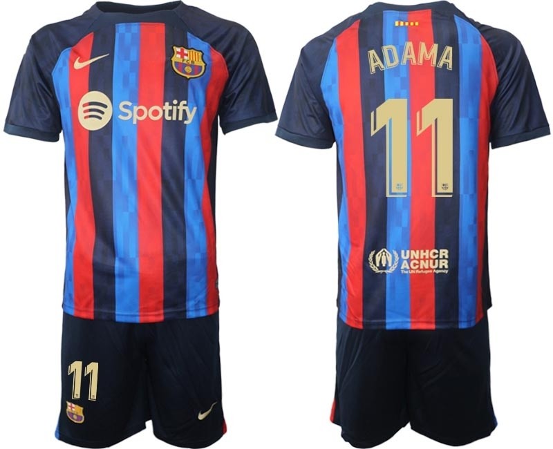 2022-23 Barcelona #11 Adama Traore Blue and Red Home jersey