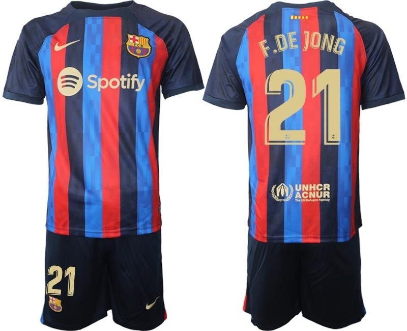 2022-23 Barcelona #21 F. DE JONG Blue and Red Home jersey