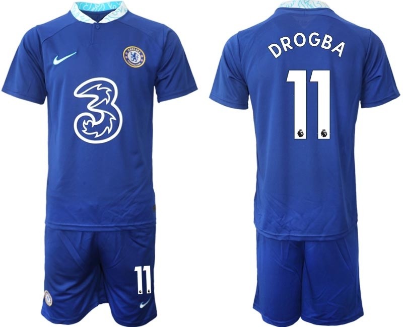 2022-23 Chelsea #11 Didier Drogba Blue Home Soccer Jersey