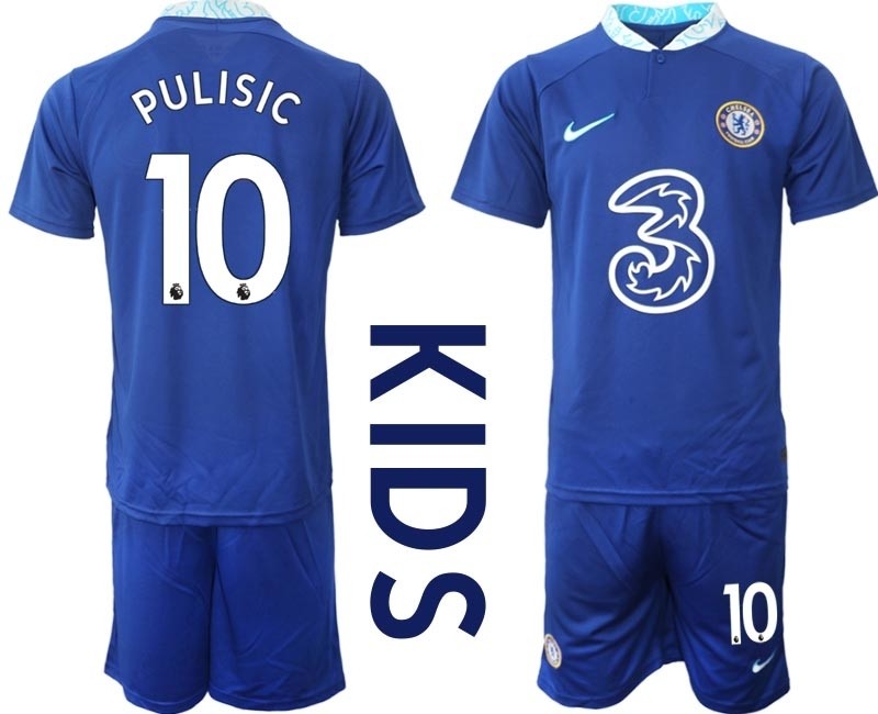 2022-23 Youth Chelsea #10 Christian Pulisic Blue Home Soccer Jersey