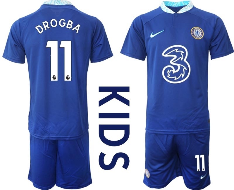 2022-23 Youth Chelsea #11 Didier Drogba Blue Home Soccer Jersey