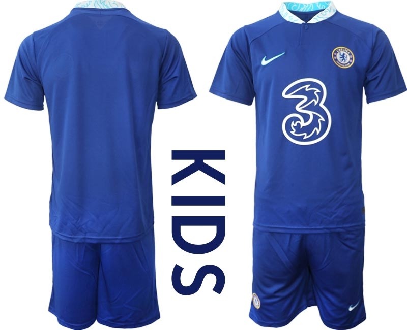 2022-23 Youth Chelsea Blank Blue Home Soccer Jersey