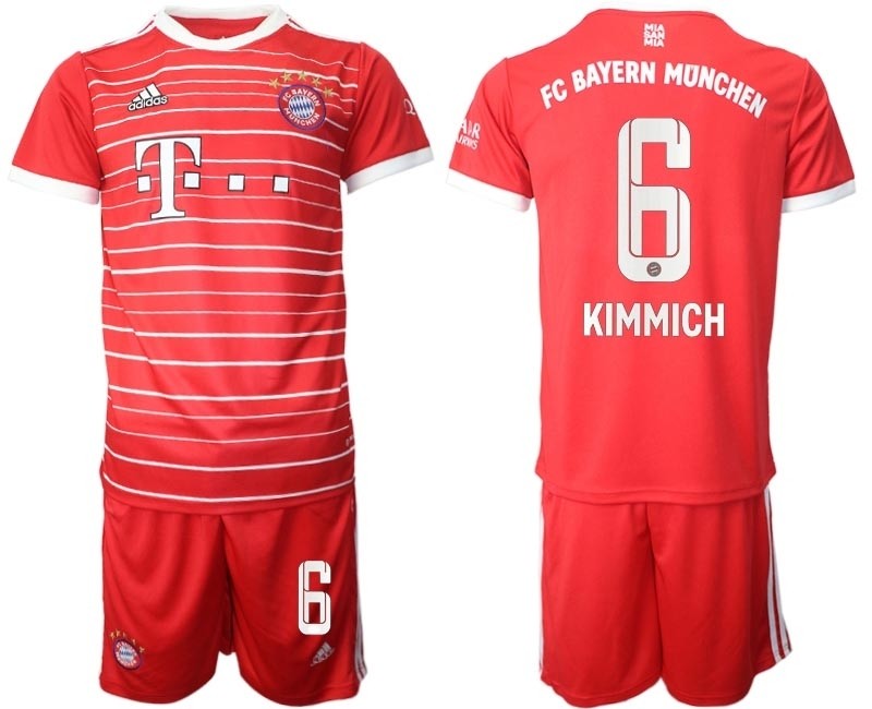 2022-23 FC Bayern Munchen #6 Joshua Kimmich Red stripes Home Soccer Jersey