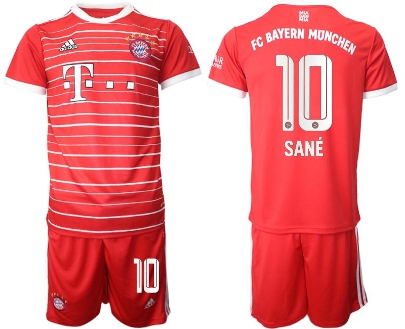 2022-23 FC Bayern Munchen #10 Leroy Sane Red stripes Home Soccer Jersey