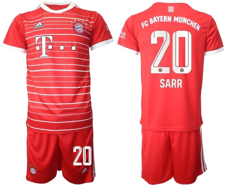 2022-23 FC Bayern Munchen #20 Bouna Sarr Red stripes Home Soccer Jersey