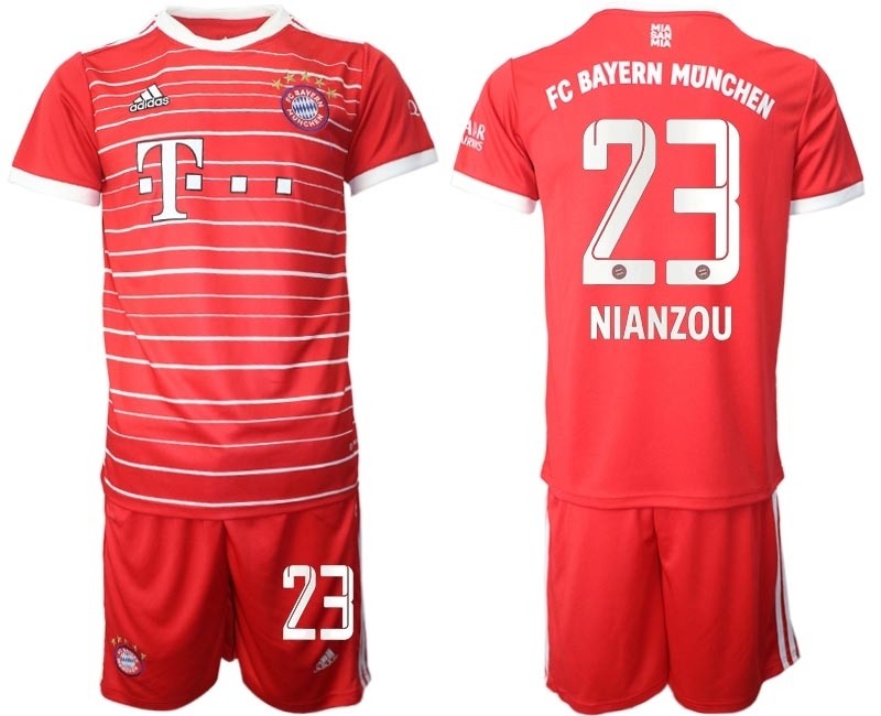 2022-23 FC Bayern Munchen #23 Tanguy Nianzou Red stripes Home Soccer Jersey