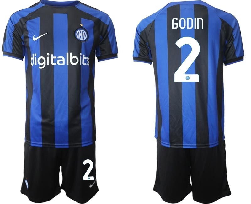 2022-23 Inter Milan #2 Diego Godin Blue Home Soccer Jersey