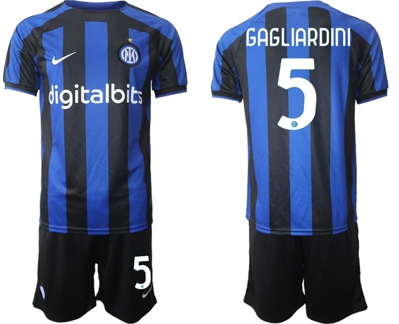 2022-23 Inter Milan #5 Roberto Gagliardini Blue Home Soccer Jersey