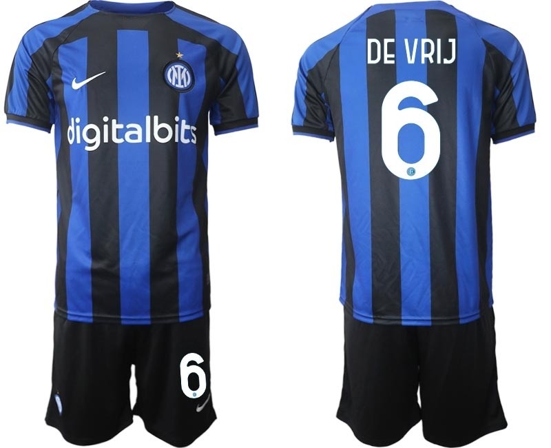 2022-23 Inter Milan #6 Stefan de Vrij Blue Home Soccer Jersey