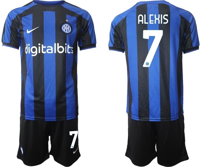 2022-23 Inter Milan #7 Alexis Sanchez Blue Home Soccer Jersey