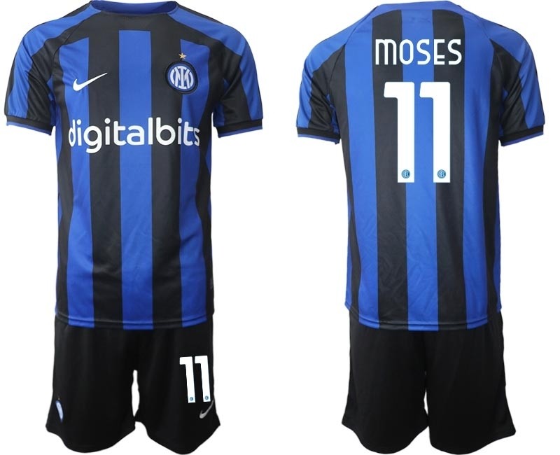 2022-23 Inter Milan #11 Victor Moses Blue Home Soccer Jersey