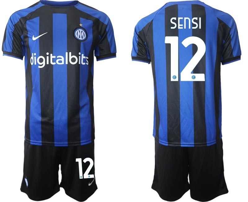 2022-23 Inter Milan #12 Stefano Sensi Blue Home Soccer Jersey