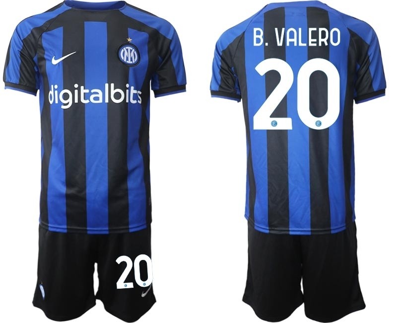 2022-23 Inter Milan #20 B.Valero Blue Home Soccer Jersey