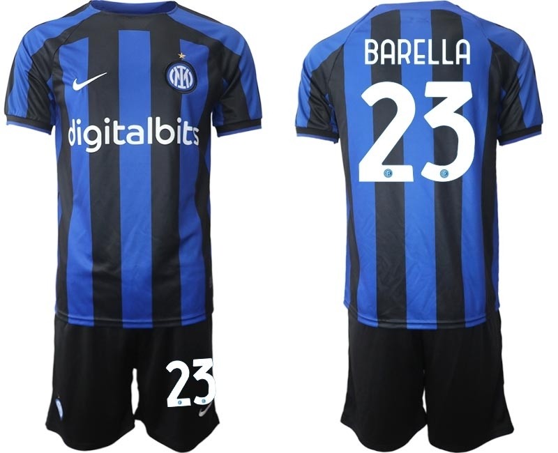 2022-23 Inter Milan #23 Nicolo Barella Blue Home Soccer Jersey