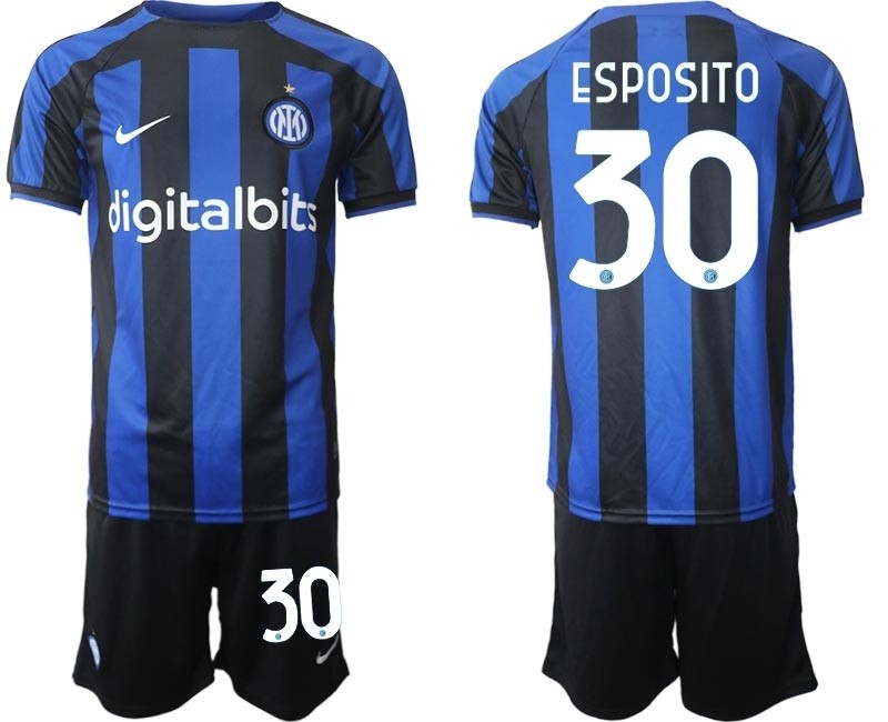 2022-23 Inter Milan #30 Sebastiano Esposito Blue Home Soccer Jersey