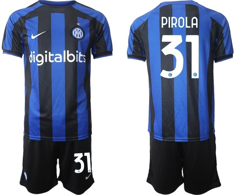 2022-23 Inter Milan #31 Lorenzo Pirola Blue Home Soccer Jersey