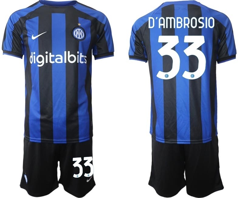 2022-23 Inter Milan #33 Danilo D'Ambrosio Blue Home Soccer Jersey