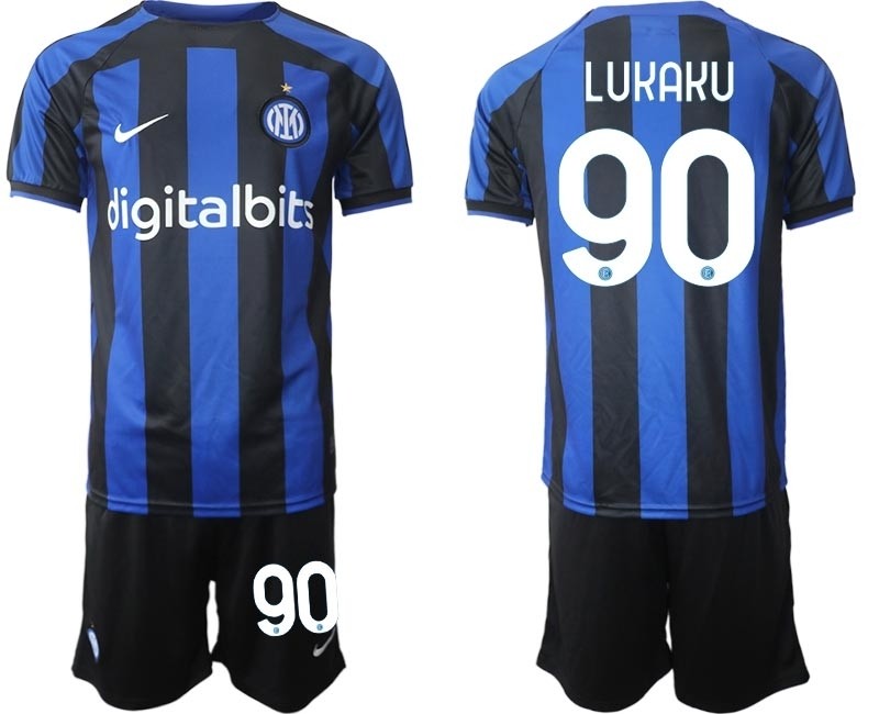 2022-23 Inter Milan #90 Romelu Lukaku Blue Home Soccer Jersey