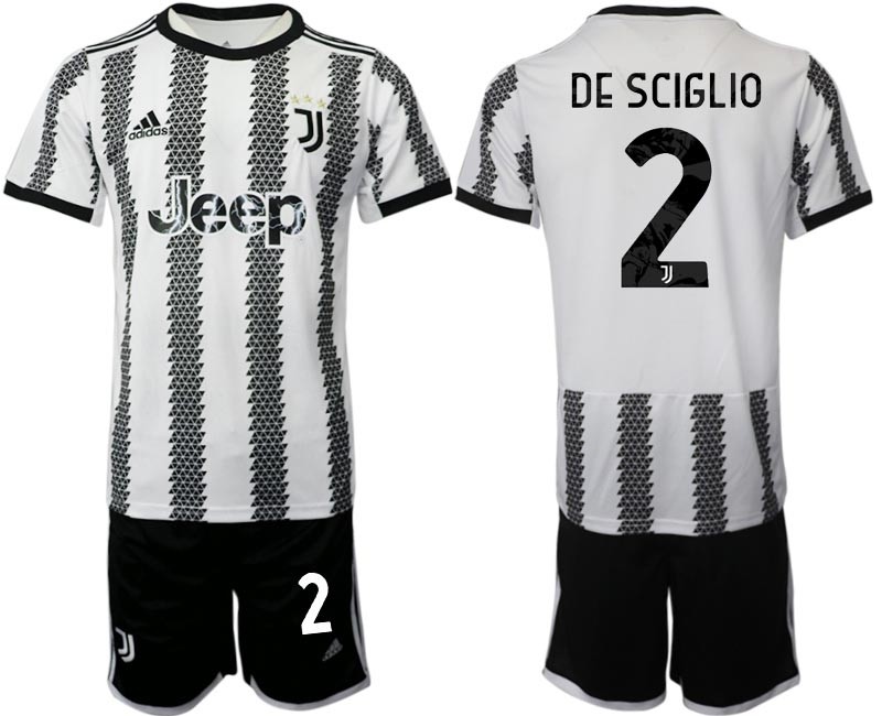 2022-23 Juventus FC #2 Mattia De Sciglio White-Black Home Soccer Jesery