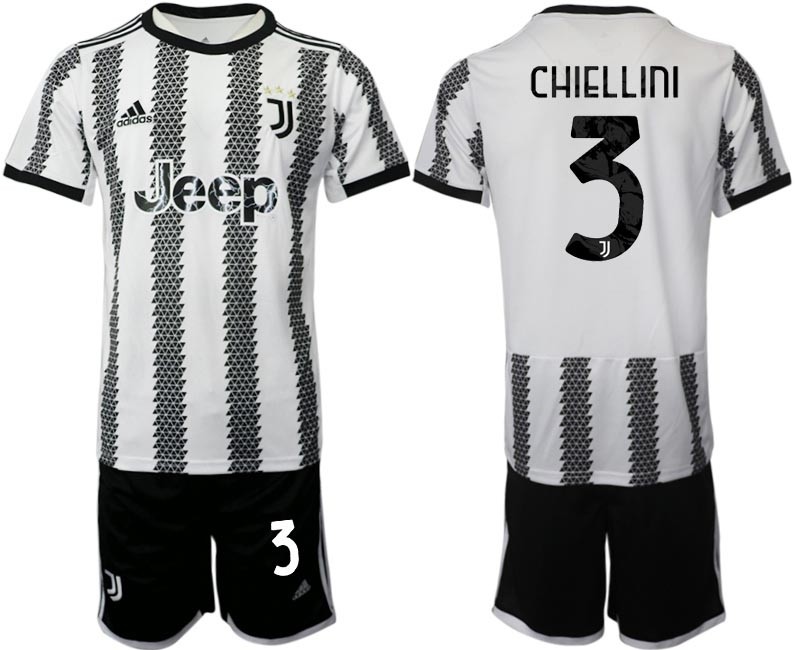 2022-23 Juventus FC #3 Giorgio Chiellini White-Black Home Soccer Jesery