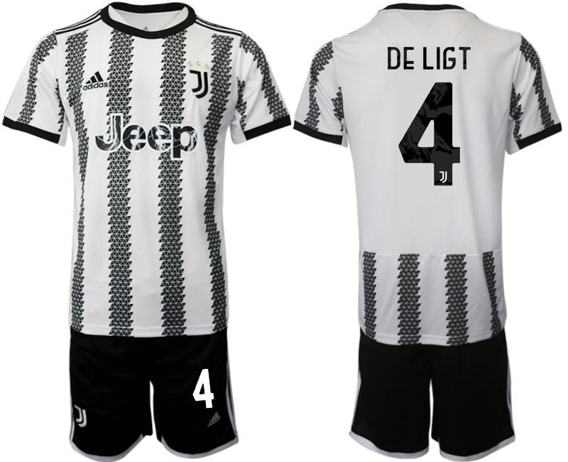 2022-23 Juventus FC #4 Matthijs de Ligt White-Black Home Soccer Jesery