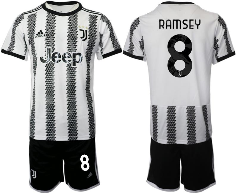 2022-23 Juventus FC #8 Aaron Ramsey White-Black Home Soccer Jesery